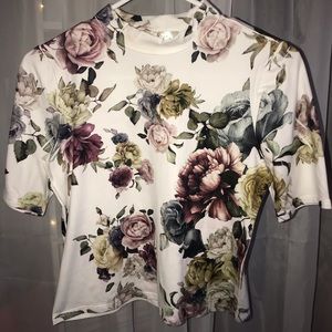 Mock neck flower crop top
